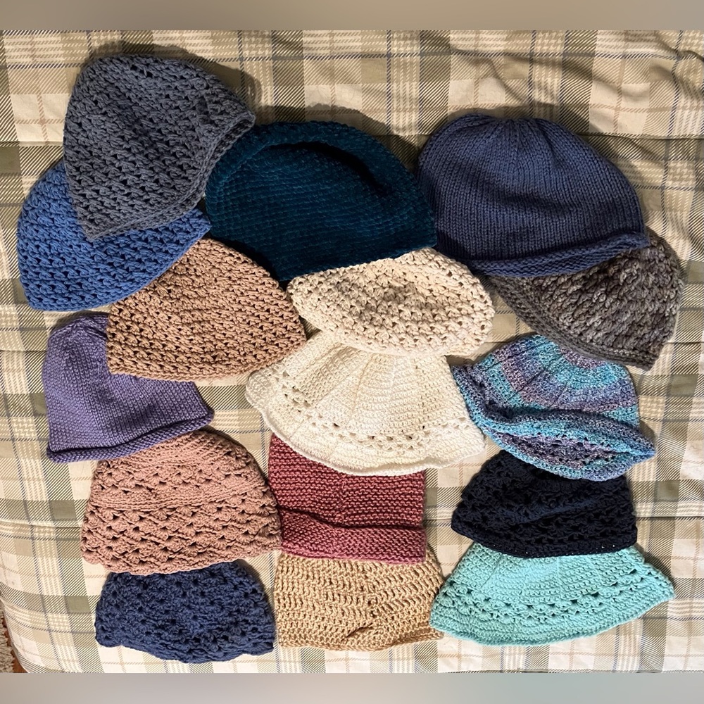 Assorted Knit and Crochet Beanies Handmade Lot of 16